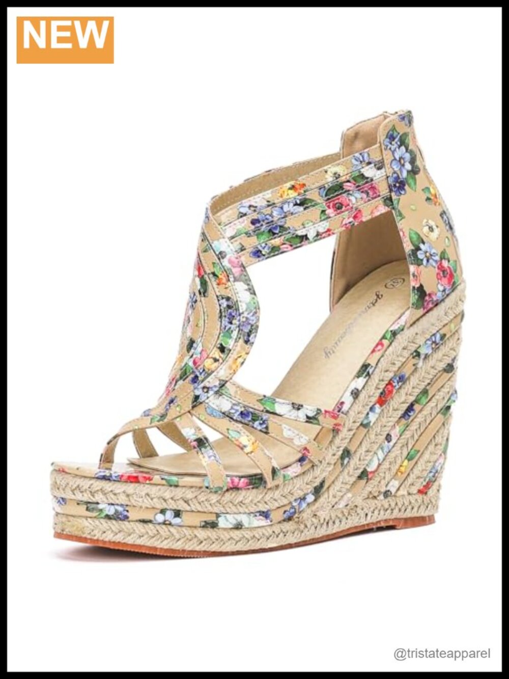 Women's Platform Wedge Sandals Flower T-Strap Ankle Zip Peep Toe